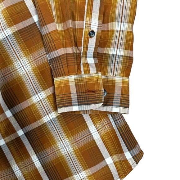 Magellan Outdoors Shirt Men Large‎ Orange Brown Plaid Fishing Hiking Long Sleeve - Picture 4 of 8